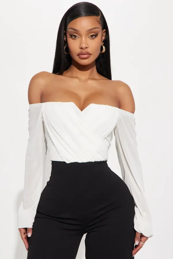 Don't Tell My Ex Off Shoulder Jumpsuit - White/Black