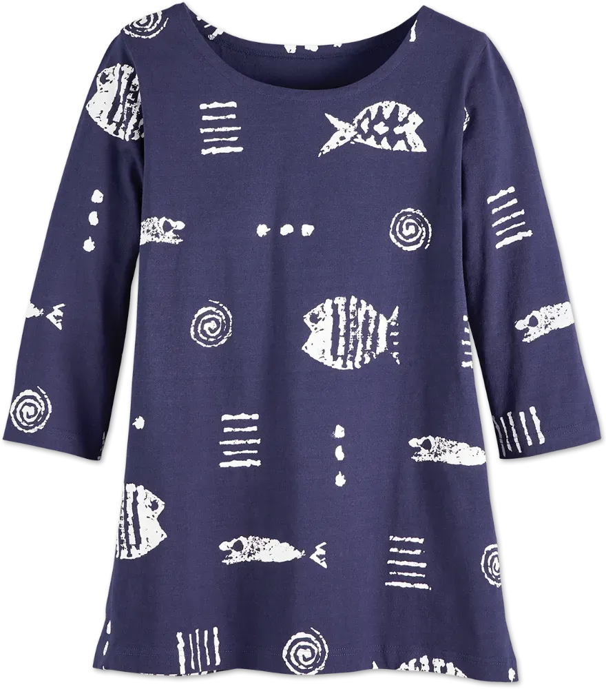 M.MAC Rock Fish Cotton Knit Scoop-Neck Tunic