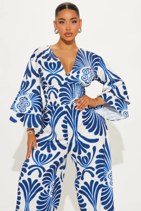 Find Me On Vacay Jumpsuit - Blue/combo