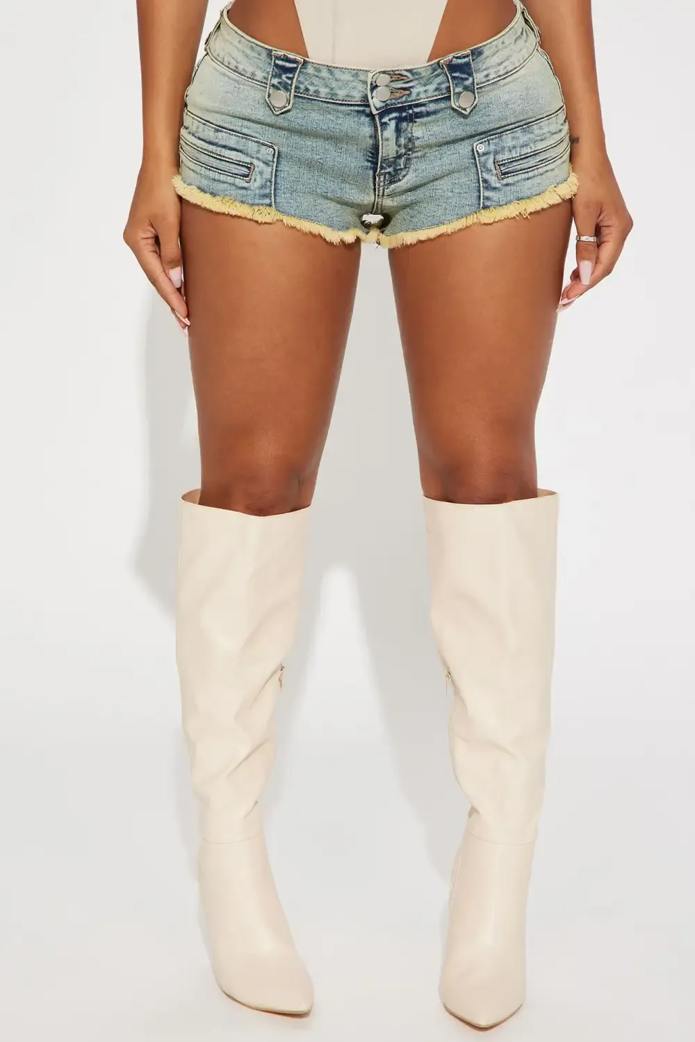 Waiting For A Sign Cut Off Denim Shorts - Light Wash