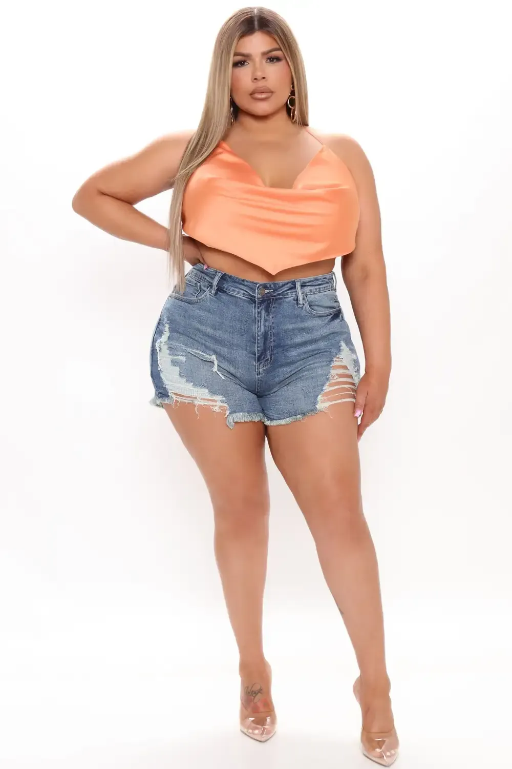 21st Century Girl Distressed Shorts - Medium Blue Wash