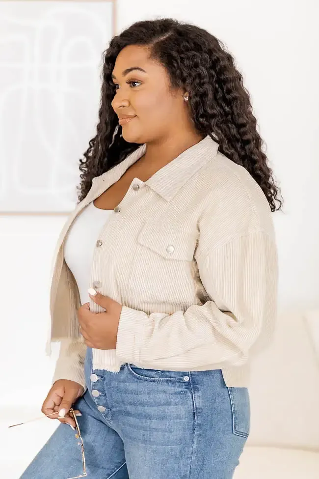 Need A Reason Stone Corded Raw Hem Jacket