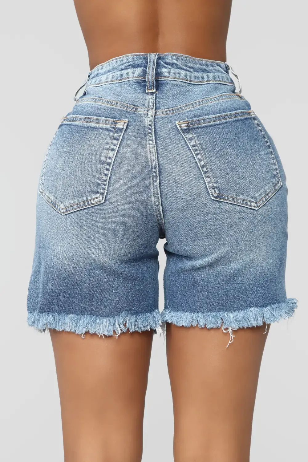 Envy Me Distressed Bermuda Shorts - Medium Blue Wash