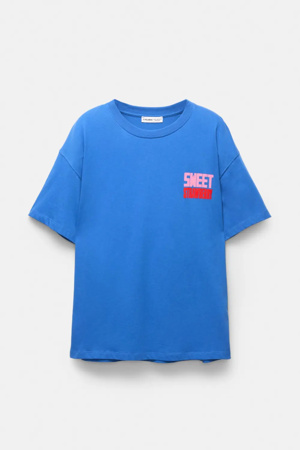 Camiseta azul gráfico fresas