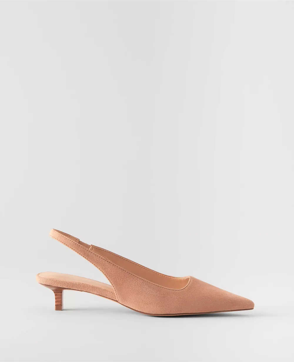 Suede Kitten Heel Slingback Pumps