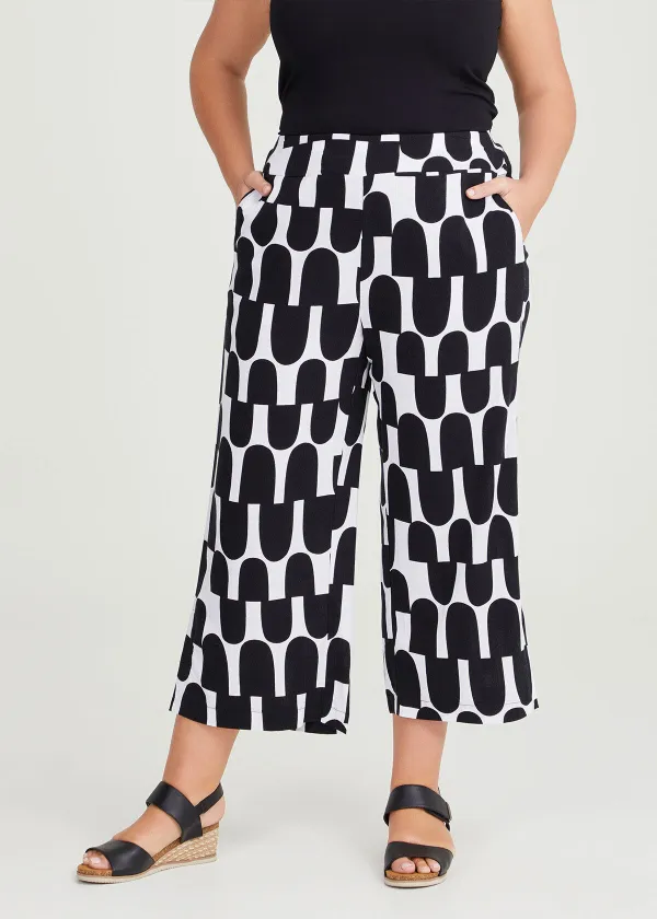 Print Natural Wide Crop Pant