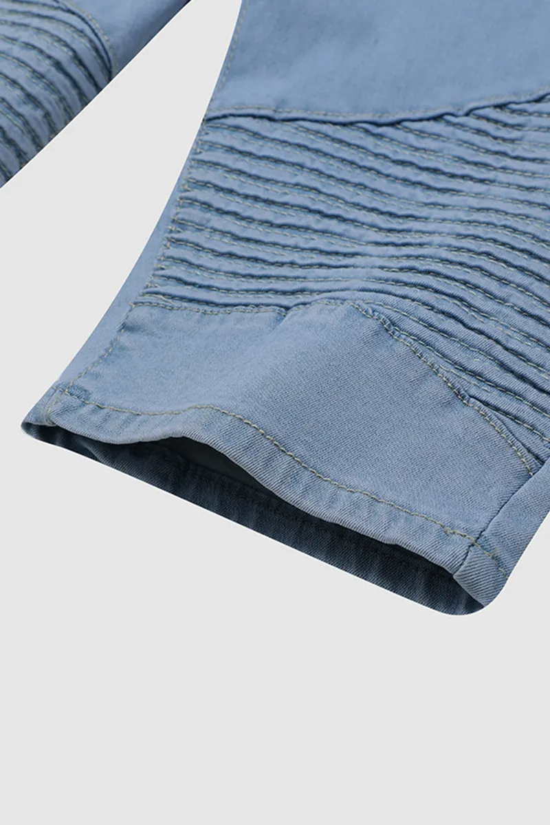 Wash Zip Design Mid Waist Denim Bermuda Shorts