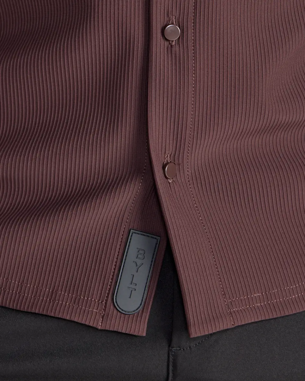 Ribbed+ Long Sleeve Button Down