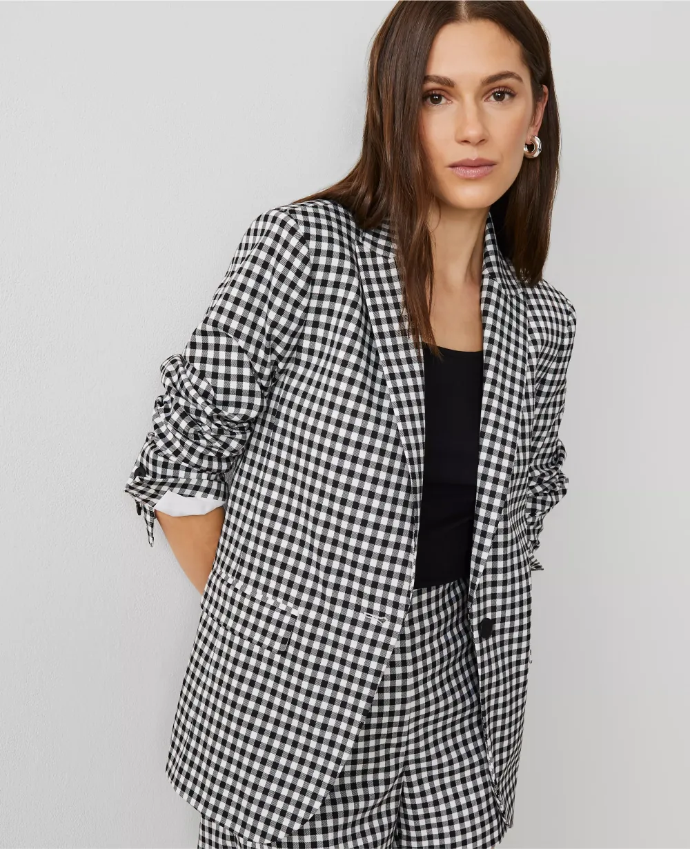 The Longline Blazer in Gingham
