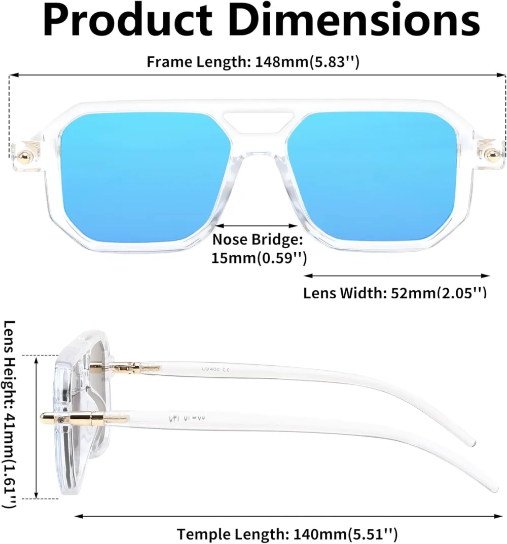 FEISEDY Vintage Square 70s Flat Aviator Sunglasses Women Men Classic Retro Stylish Frame UV400 Sunglasses B2622