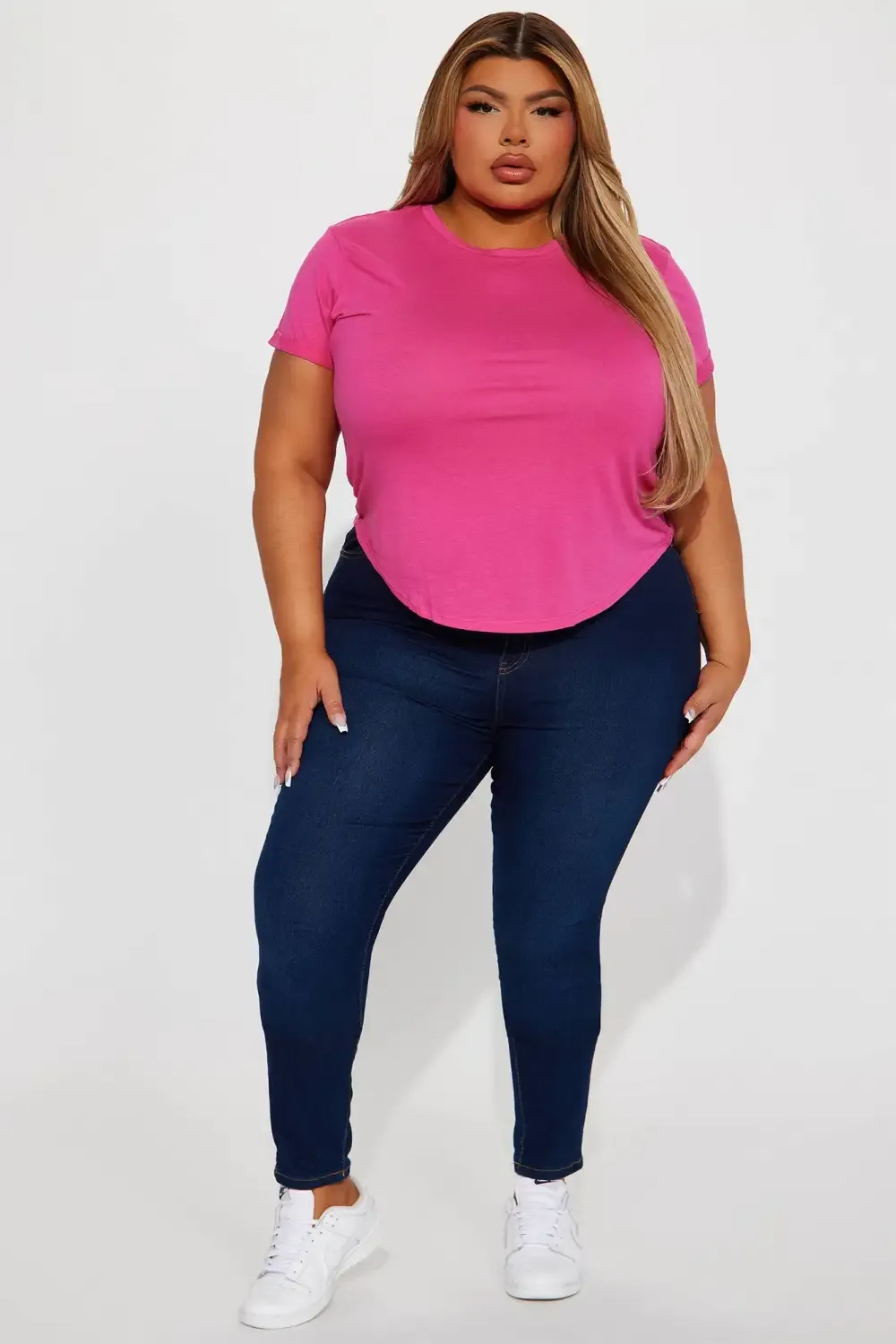 Annie Cuffed Short Sleeve Top - Fuchsia