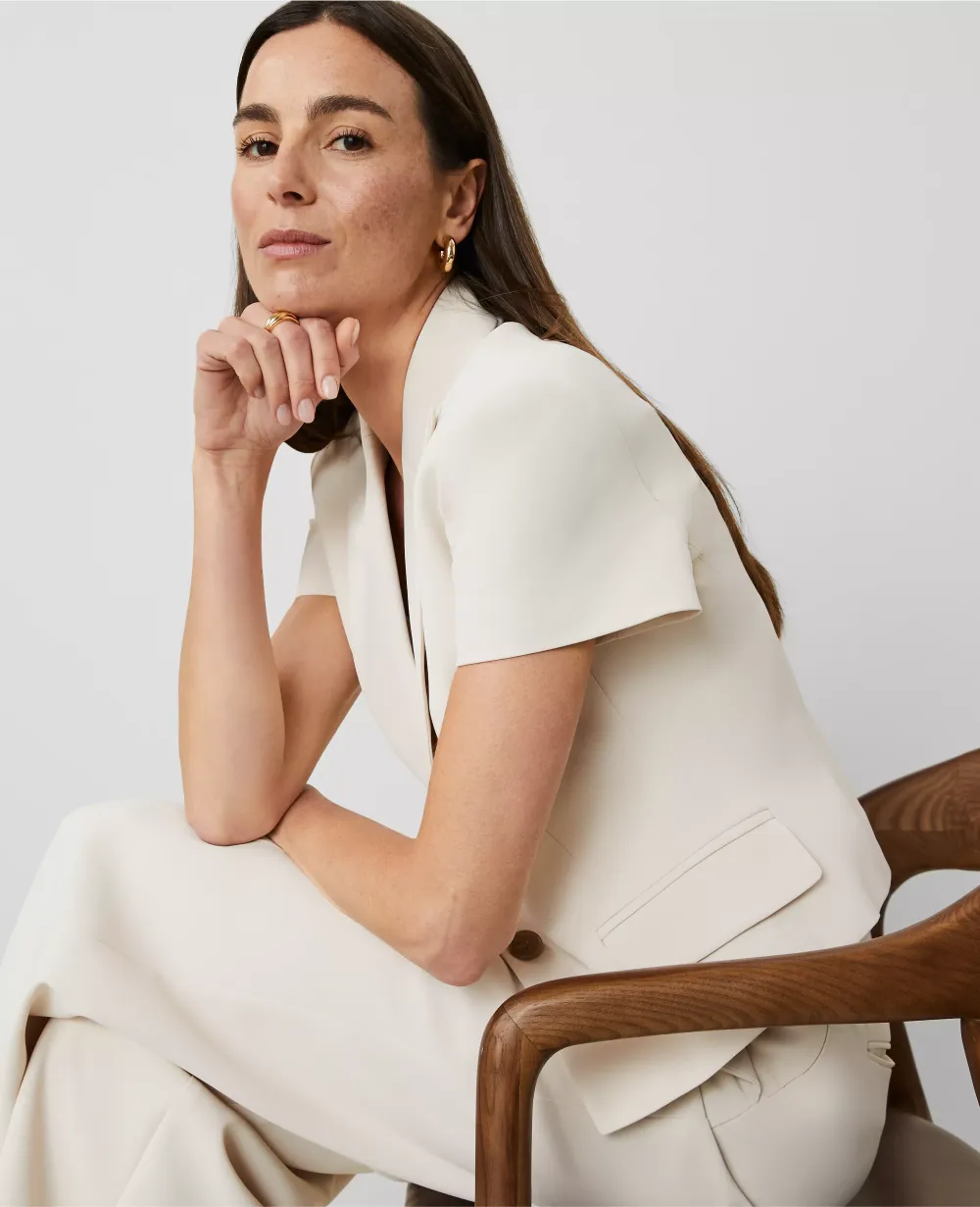 The Short Sleeve Blazer in Fluid Crepe