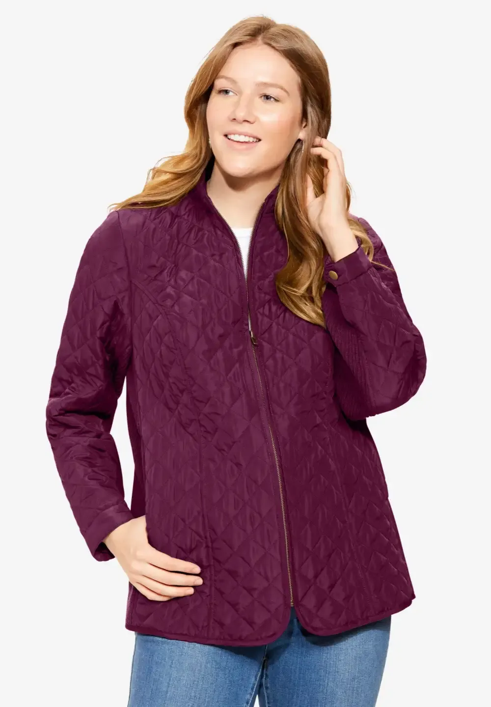 Zip-Front Quilted Jacket