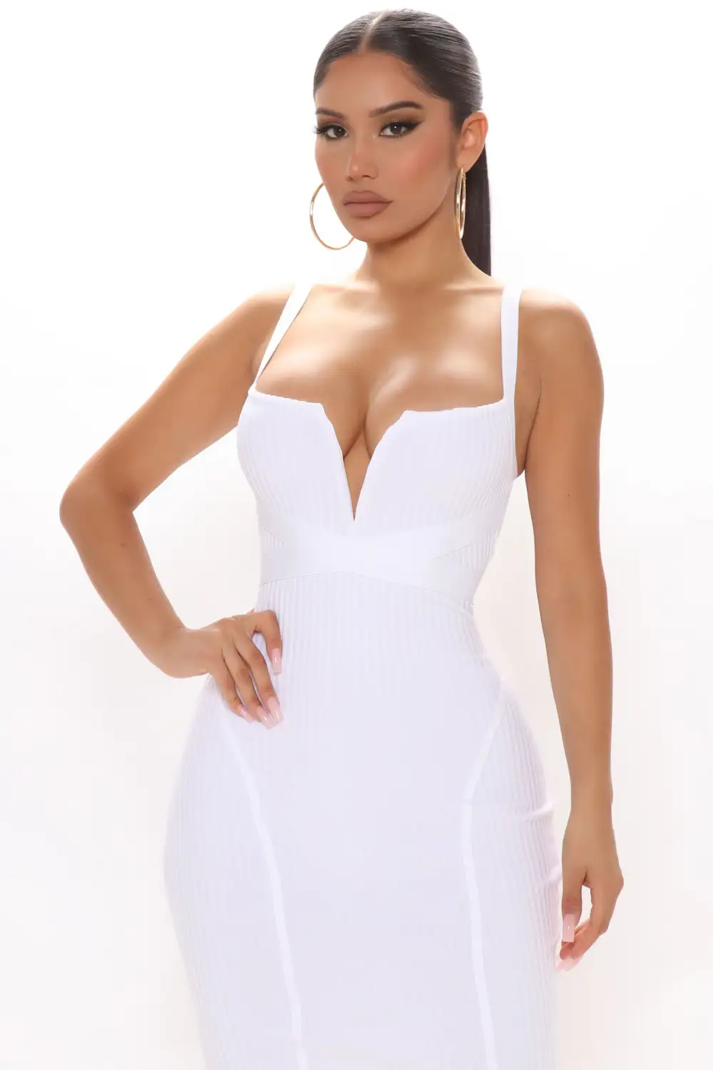 Misty Bandage Midi Dress - White