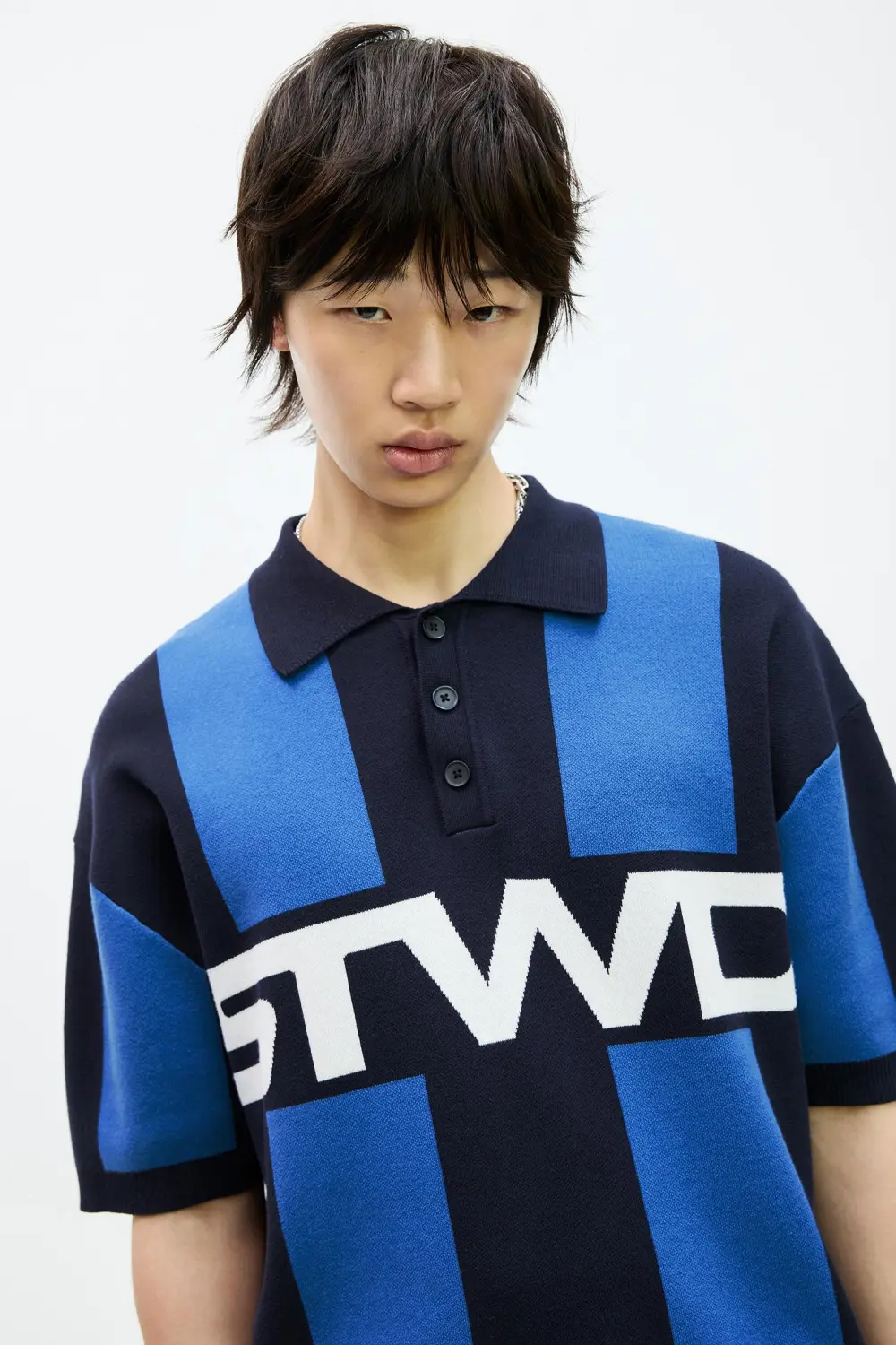 Striped STWD knit polo shirt