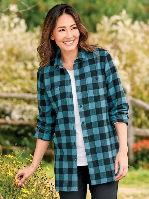 Women's Buffalo Check Flannel Boyfriend Shirt