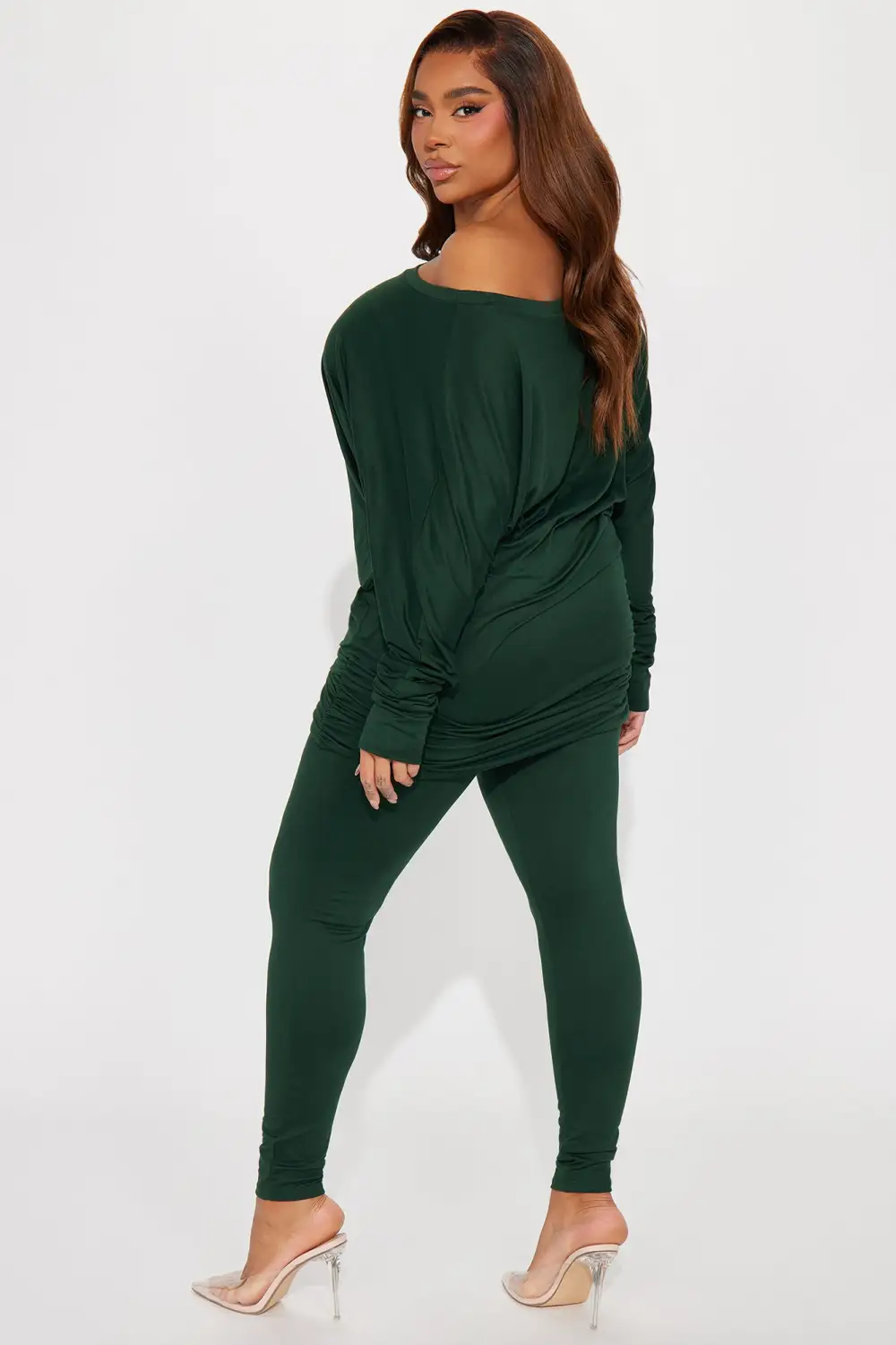 Camila Off Shoulder Legging Set - Hunter