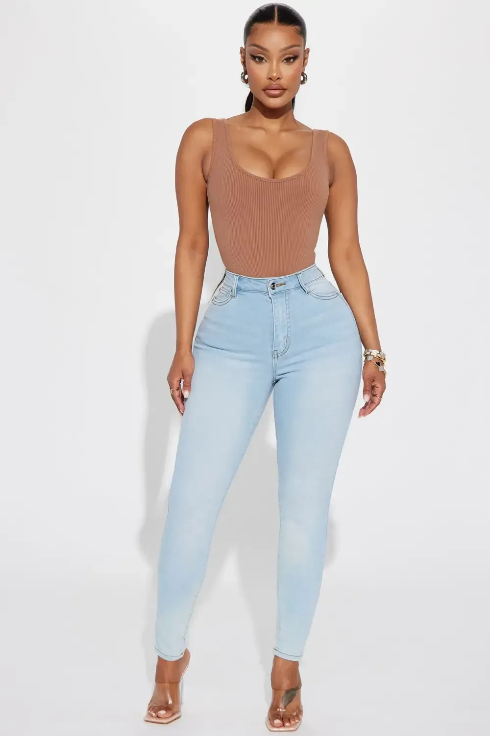 First Pick High Rise Jeans - Light Blue Wash