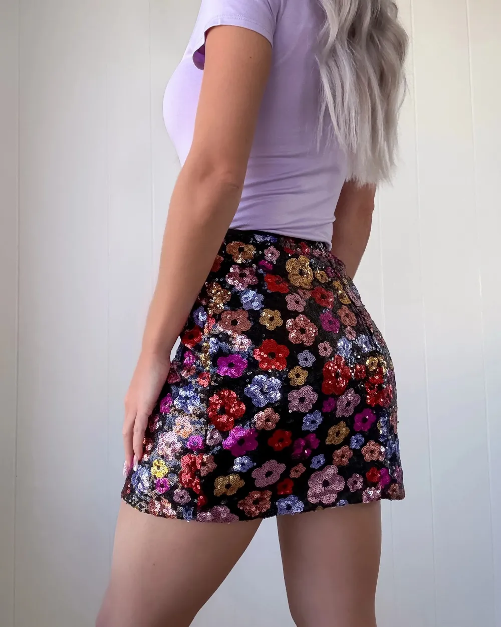 Sequin Mini Skirt - Black