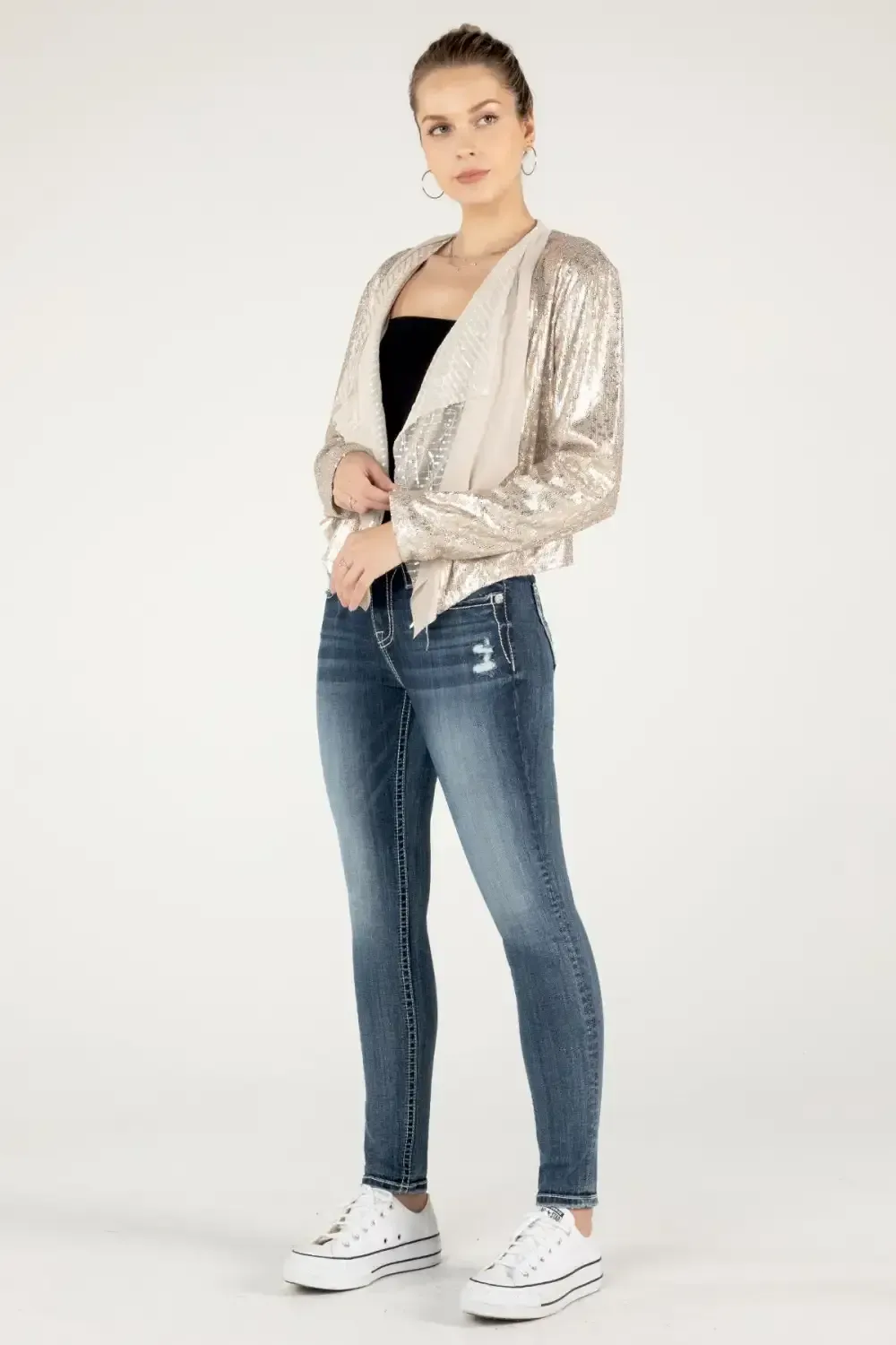 Glitter Leopard Print Open Cardigan