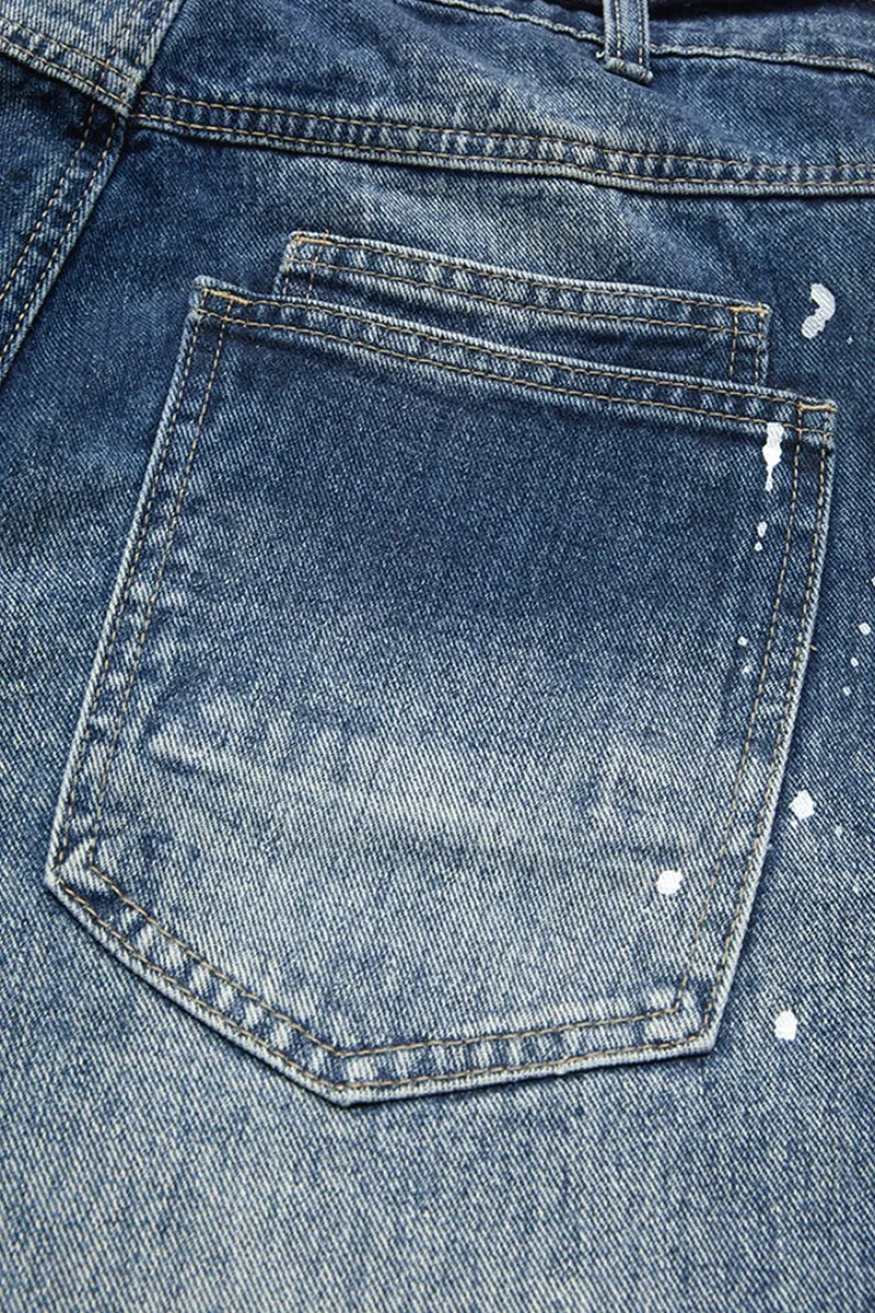 Drawstring Grommet Eyelet Mid Waist Barrel Jeans