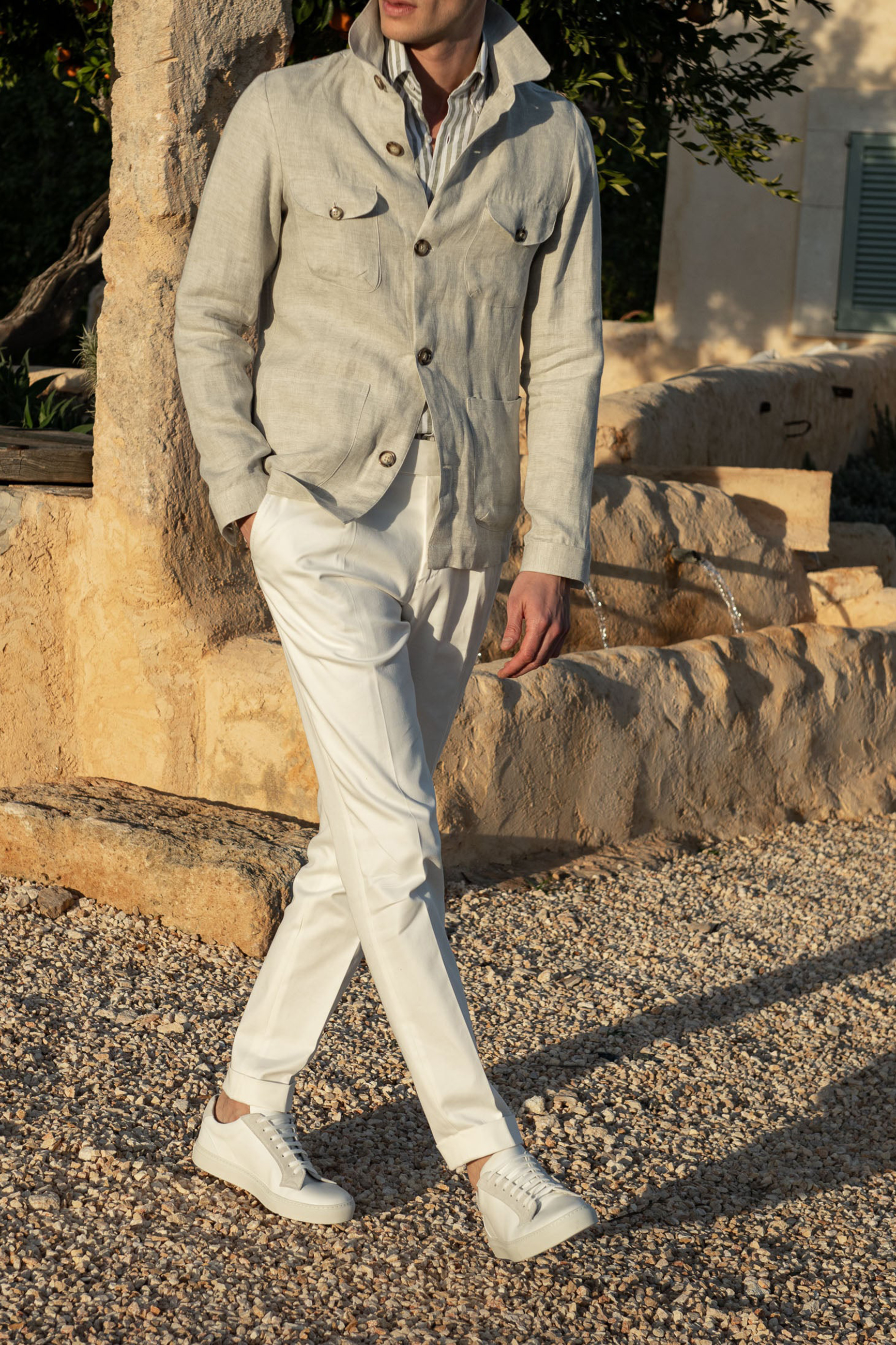 Herringbone Linen Safari Jacket