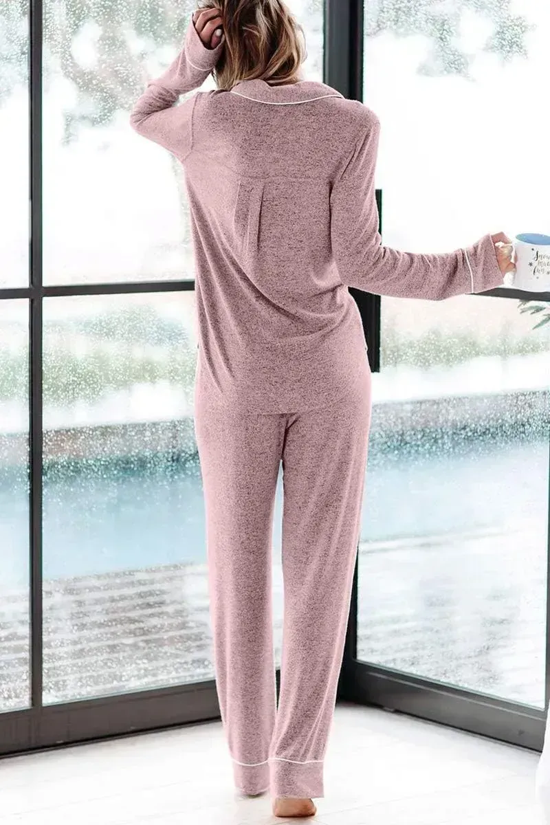 Women's Pajama Sets Long Sleeve Button Down Sleepwear Nightwear Soft Pjs Lounge Sets