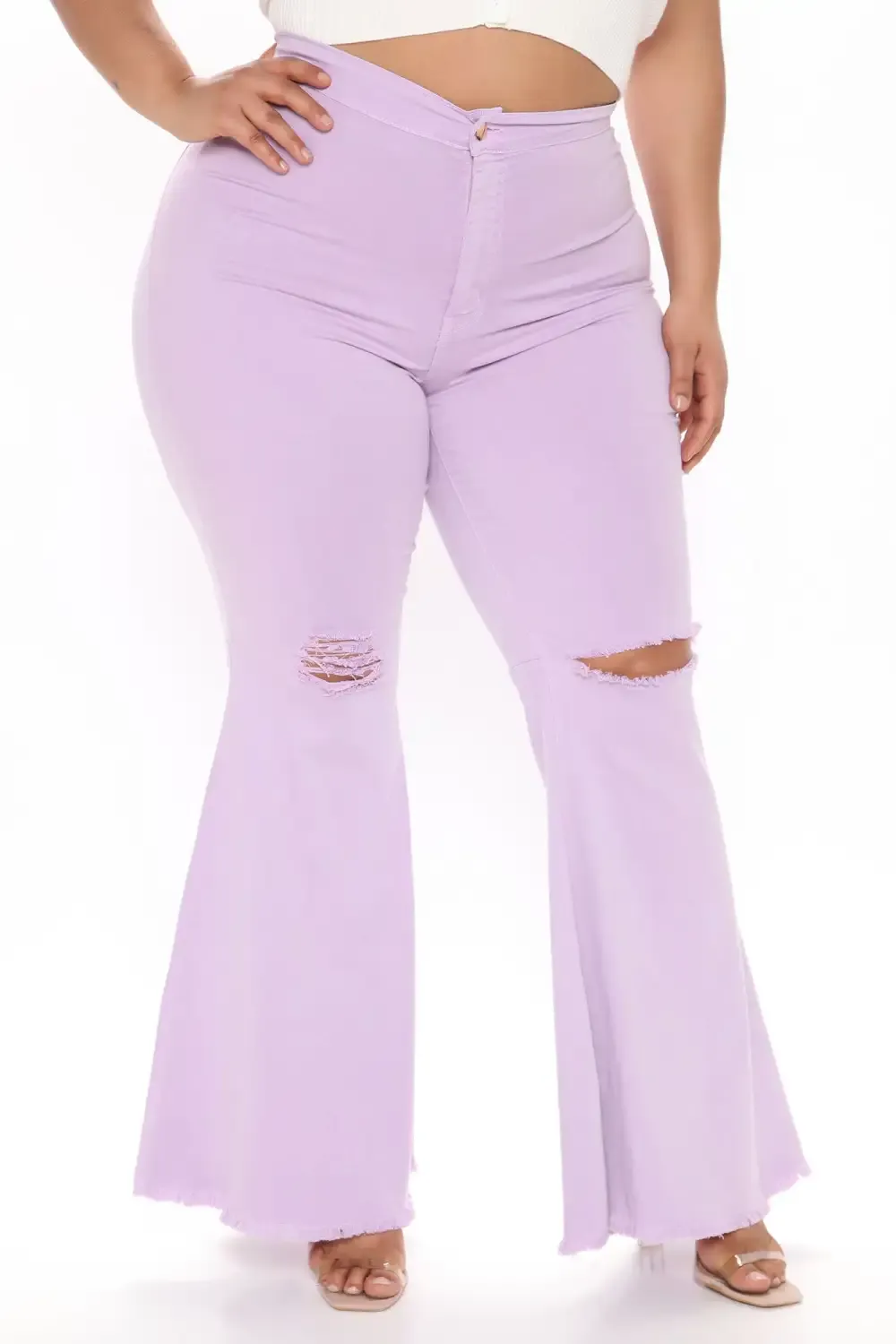 Mystery Solved Extreme Bell Bottom Jeans - Lavender