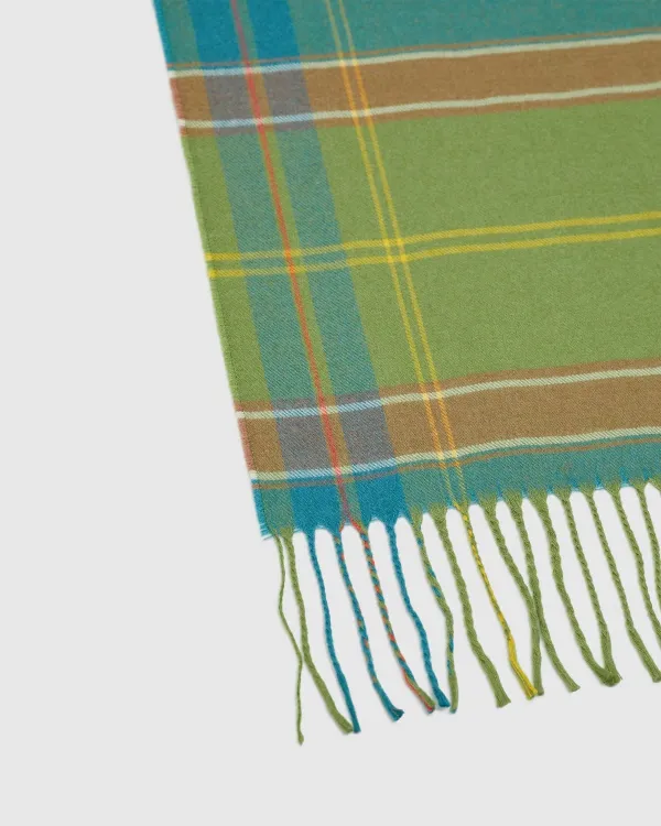 GREEN TARTAN STYLE MULTI CHECK SCARF