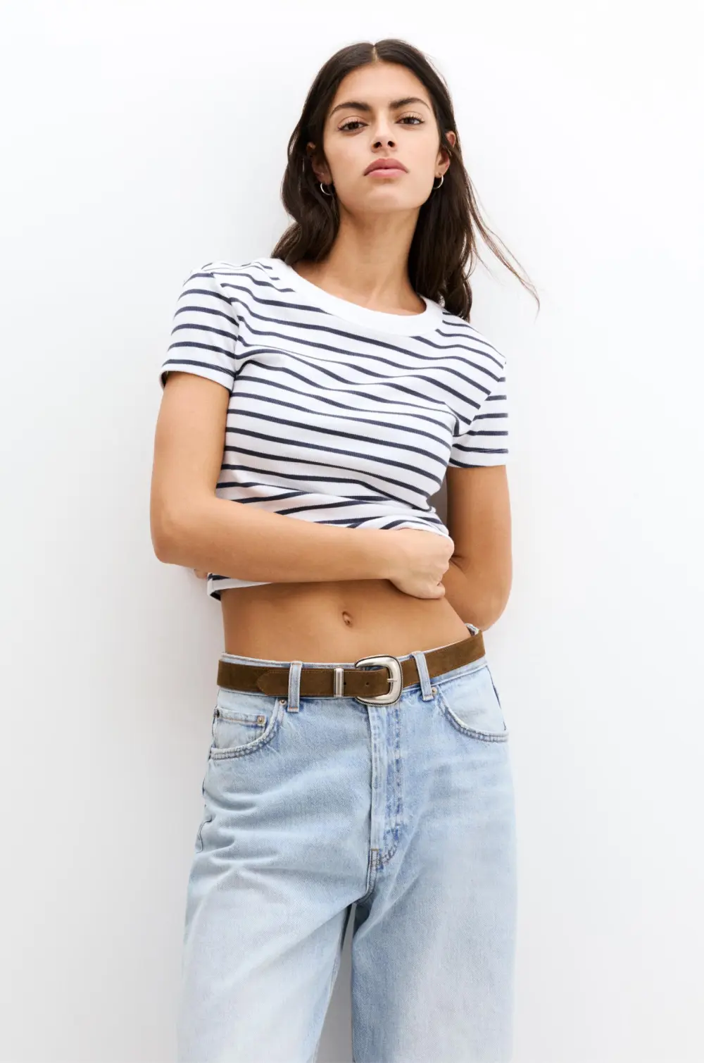 Camiseta cropped canalé