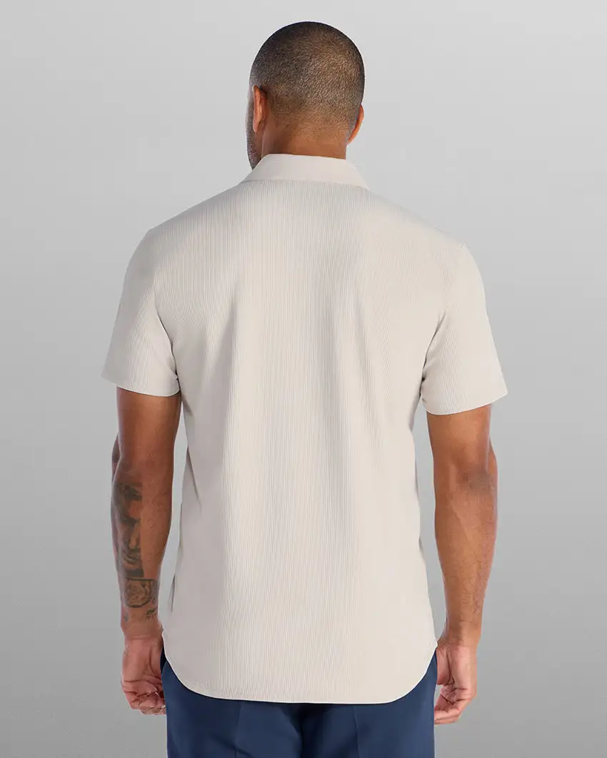 Ribbed+ Short Sleeve Button Down