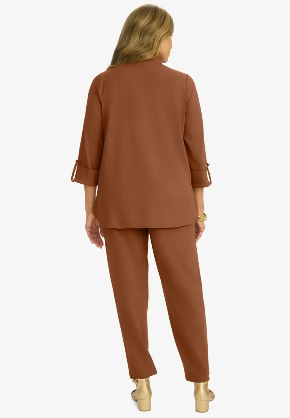 Knit Crepe Winged Collar Set