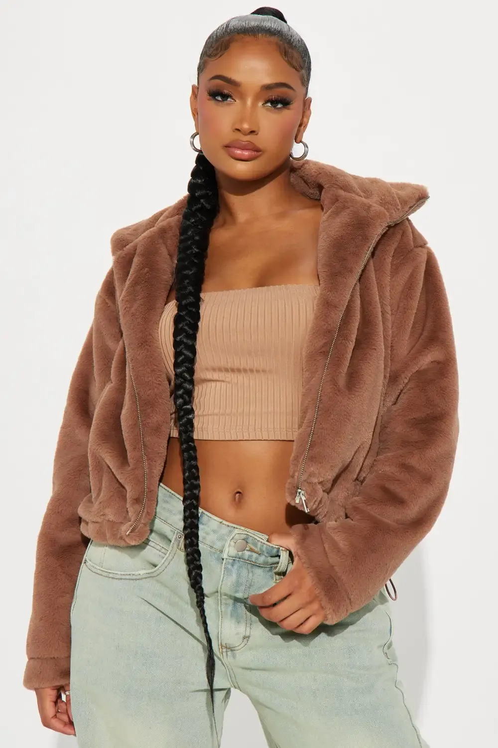 So Effortless Faux Fur Jacket - Brown