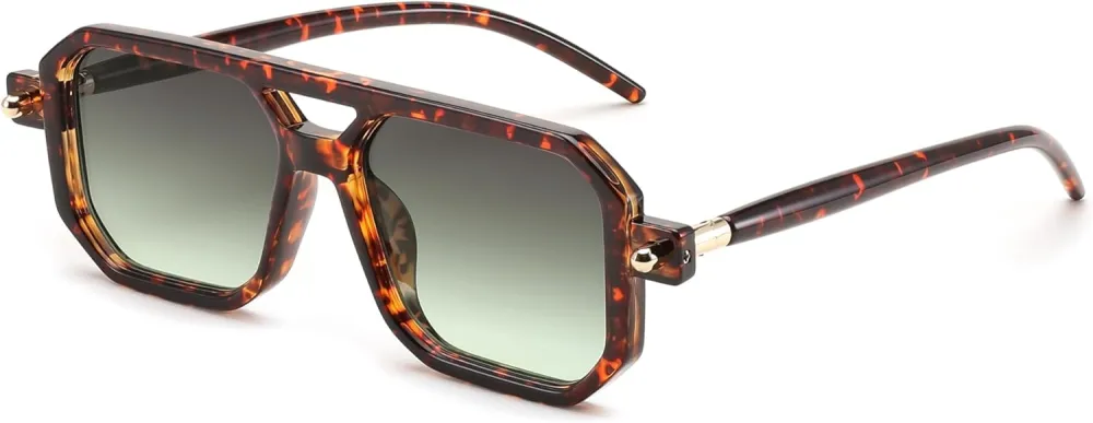 FEISEDY Vintage Square 70s Flat Aviator Sunglasses Women Men Classic Retro Stylish Frame UV400 Sunglasses B2622