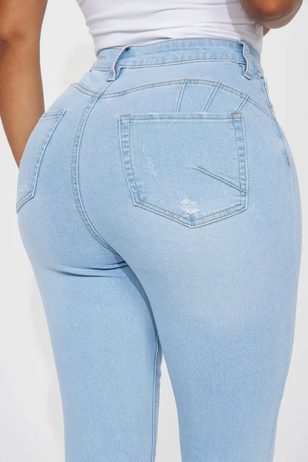 Shelby Booty Lifting Ripped High Rise Stretch Skinny Jeans - Light Wash