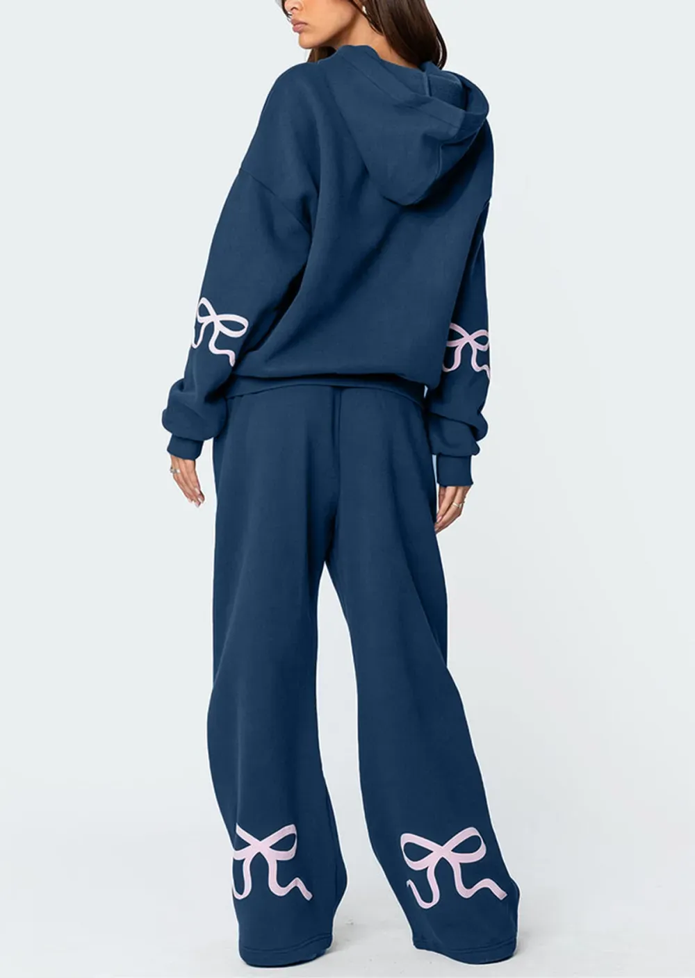Hot Sale 90% OFF - Women's Bow Detail Hoodie Sweat Set