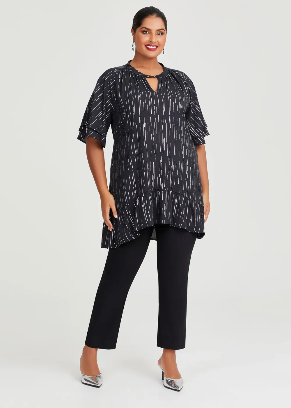 Starry Foil Chiffon Event Tunic