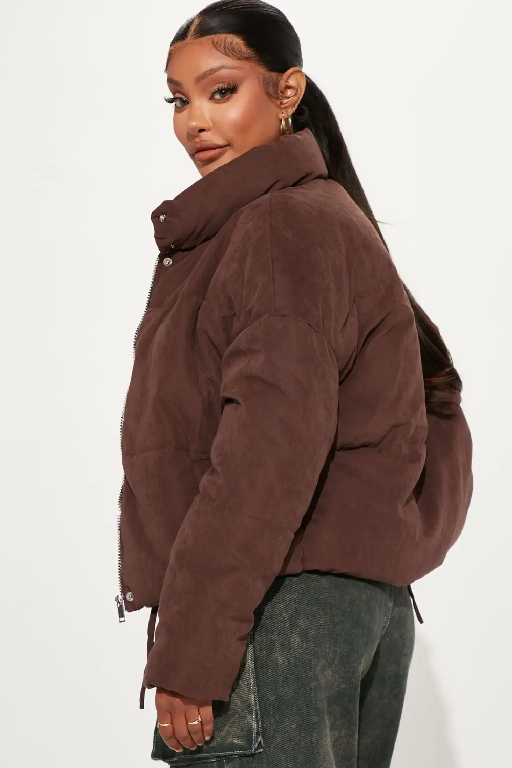 Need You To Get It Together Puffer Jacket - Chocolate