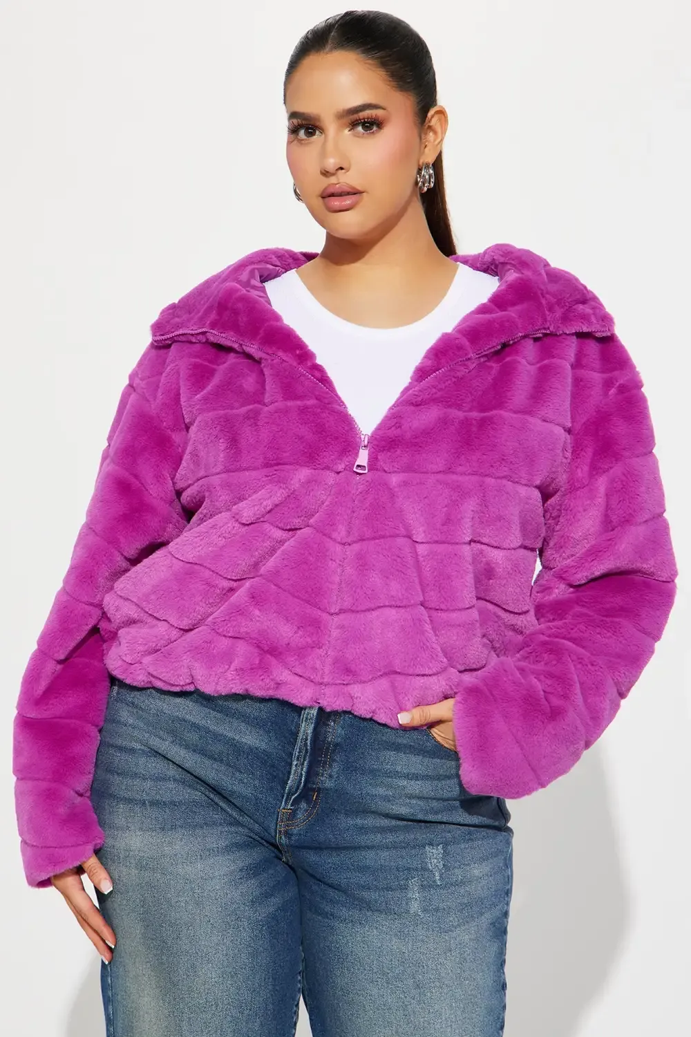 Capture This Faux Fur Jacket - Magenta