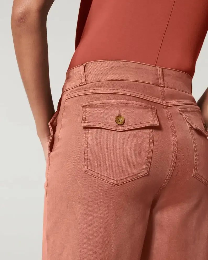 Stretch Twill Cropped Wide Leg Pant
