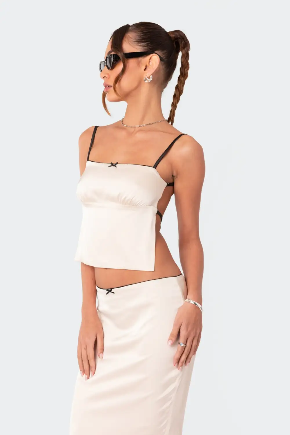 Satin Open Back Top