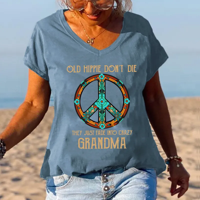 Peace And Love Old Hippie Don't Die Hippie Graphic Tees