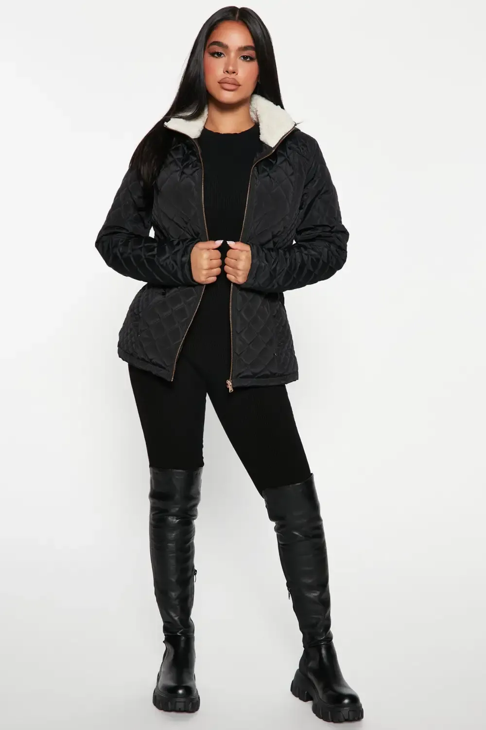 Quit Tripping Quilted Jacket - Black