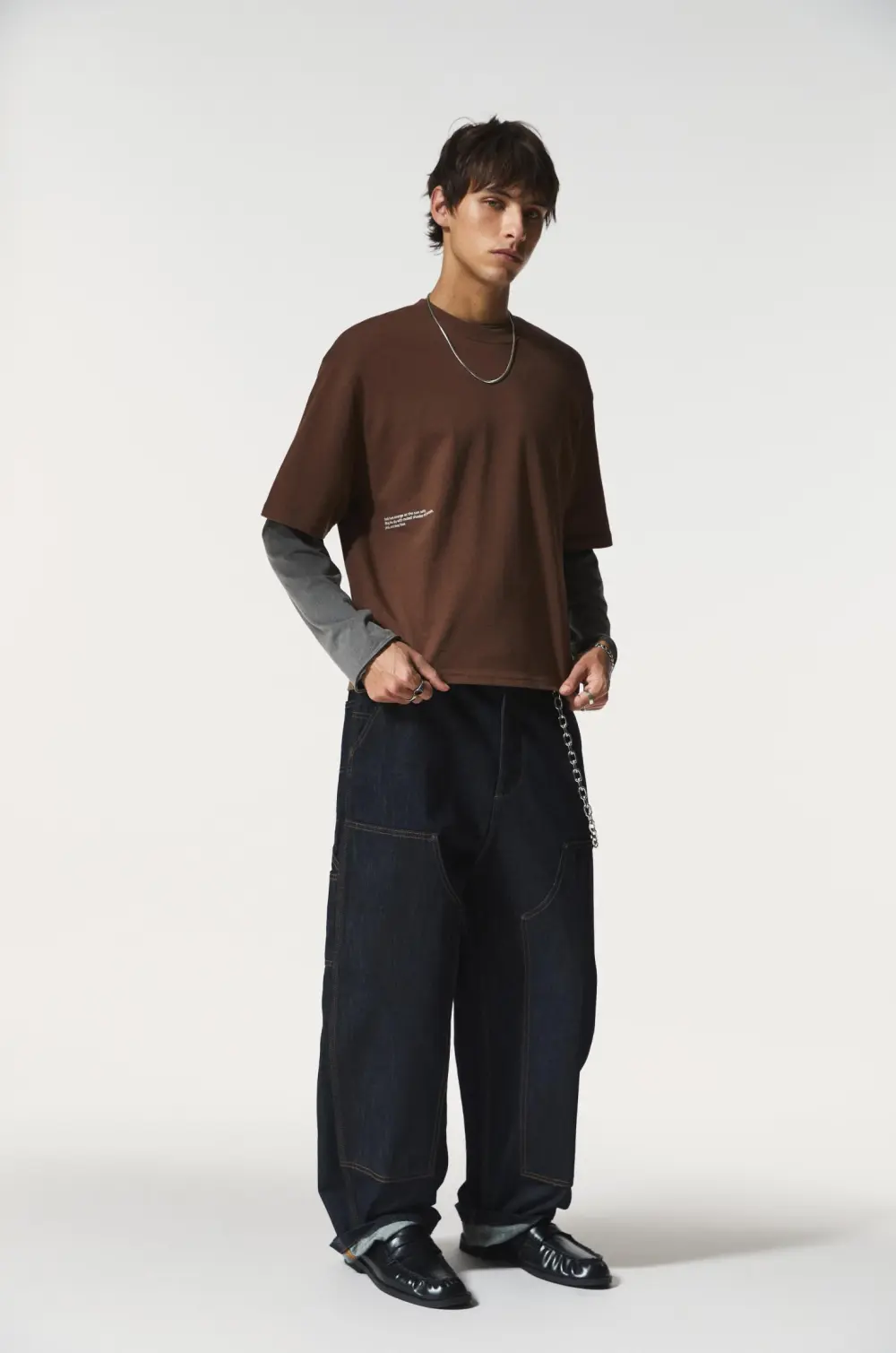Brown slogan T-shirt