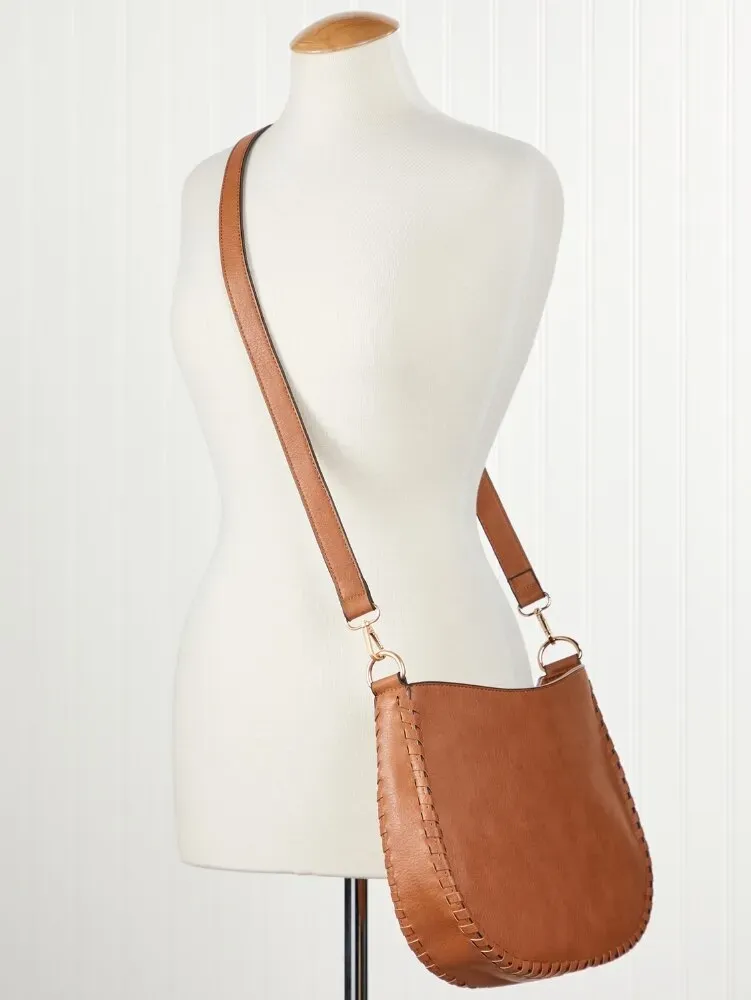 Faux Leather Crossbody Bag With Dual Straps