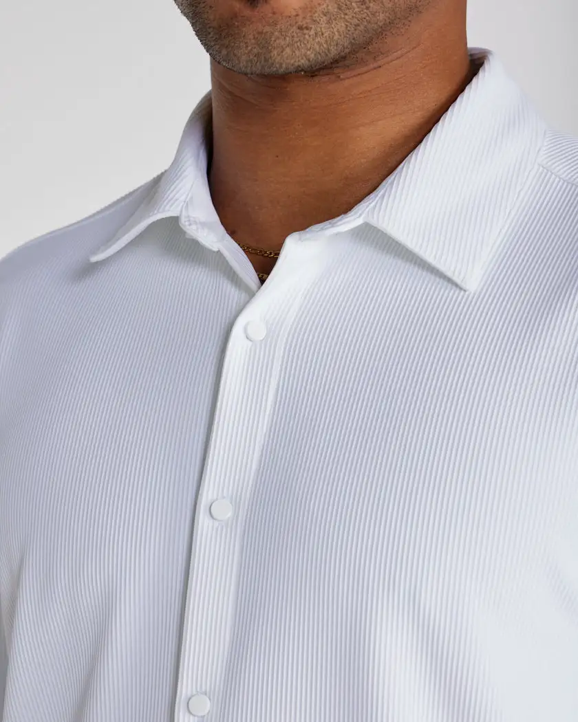 Ribbed+ Long Sleeve Button Down