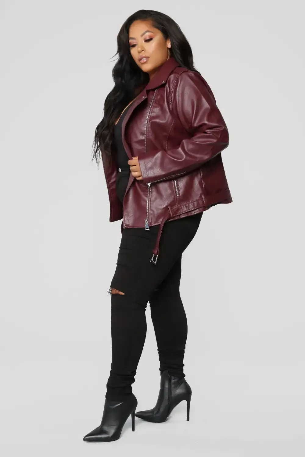 Araxie Vegan Leather Jacket - Wine