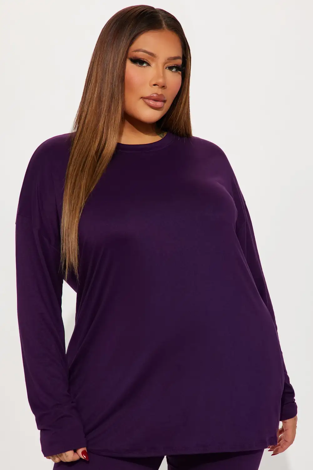 Weekend Vibes Long Sleeve Set - Eggplant