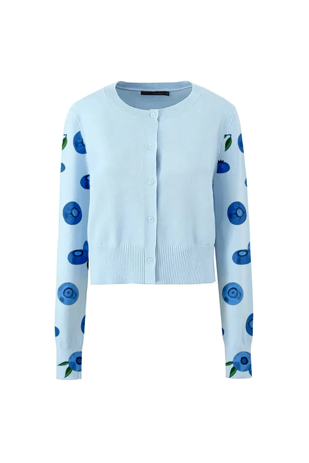 Preppy Crew Neck Drop Shoulder Button Up Ribbed Knit Cropped Cardigan