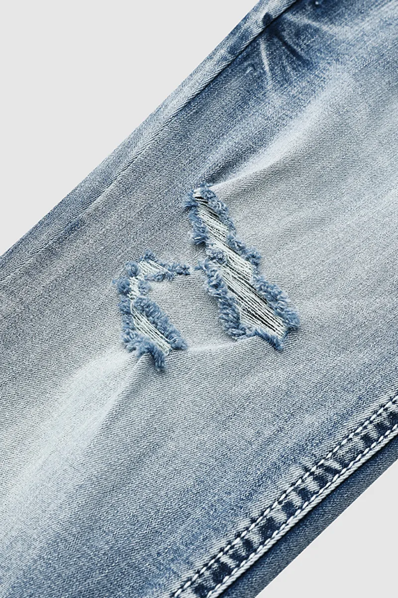 Wash Stretchy Ripped Flap Decor Low Waist Crop Jeans